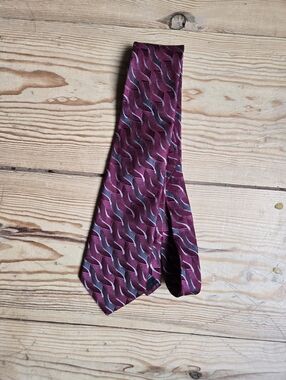 Guy Laroche Burgundy Patterned Silk Tie Classic Mens